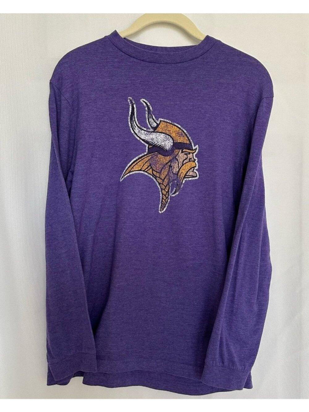 Minnesota Vikings Purple Primary Team Logo Long Sleeve Graphic Tee Size Youth XL